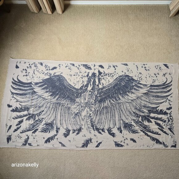 Accessories - Cotton Scarf Angel Wings Bird Feathers